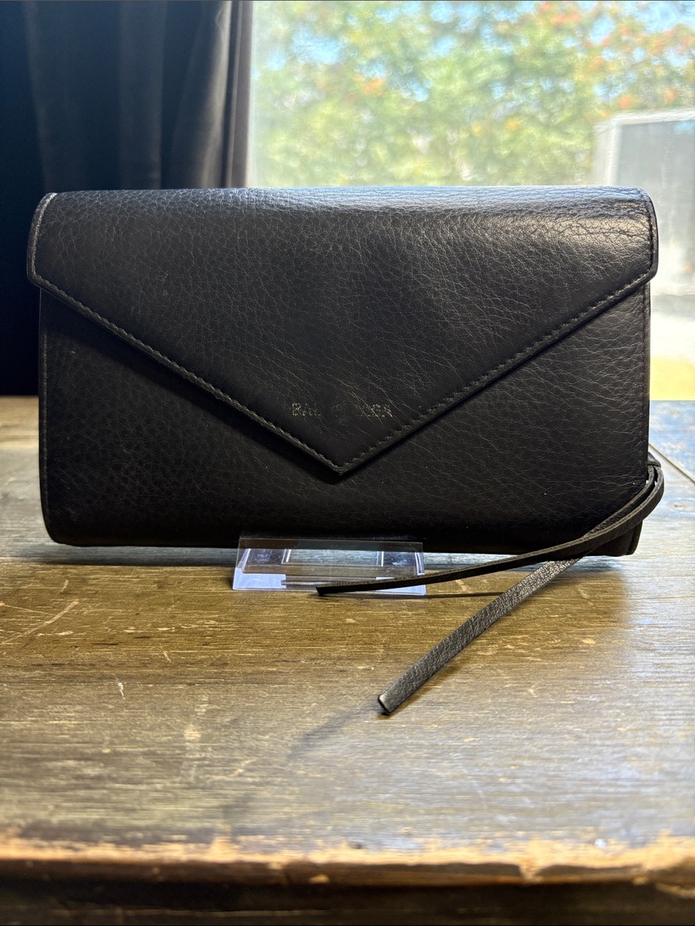 ❤️👜Balenciaga Black Leather Envelope Wallet Wristlet - live show listing - Picture 1 of 1